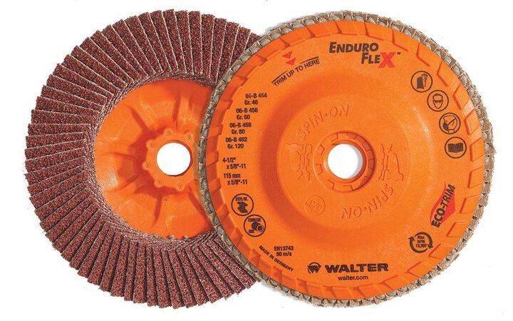 Walter 4-1/2 Inch Enduro Flex Flap Disc, 60 Grit, 7/8 Inch Arbor, 10 Pack, large image number 1