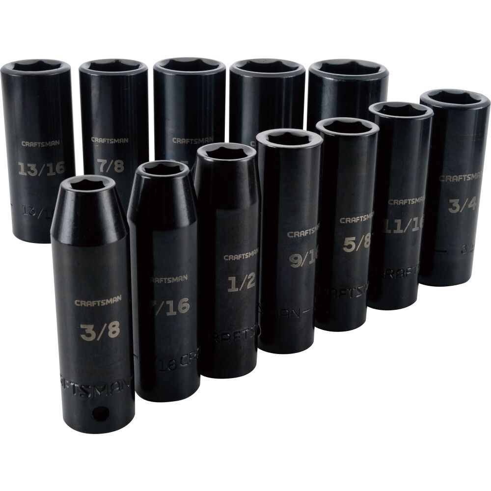 CRAFTSMAN 1/2 Inch SAE Deep Impact Socket Set, 12 Piece - CMMT15886