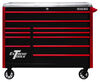 Extreme Tools EXQ Series 55 Inch W x 30 Inch D 11 Drawer Professional Roller Cabinet 300 lbs Slides Black with Red EX Quick Release Drawer Pulls and Trim, small image number 1