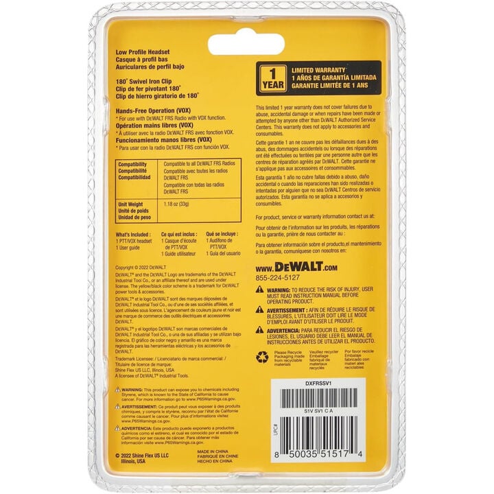 DEWALT Walkie Talkie Headset with PTT/VOX Microphone, large image number 2
