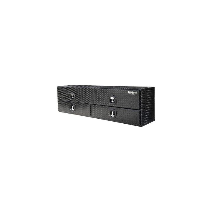 Buyers Products Company 21x18x72 Inch Gloss Black Diamond Tread Aluminum Heavy-Duty Flatbed Contractor With Lower Drawers, large image number 3