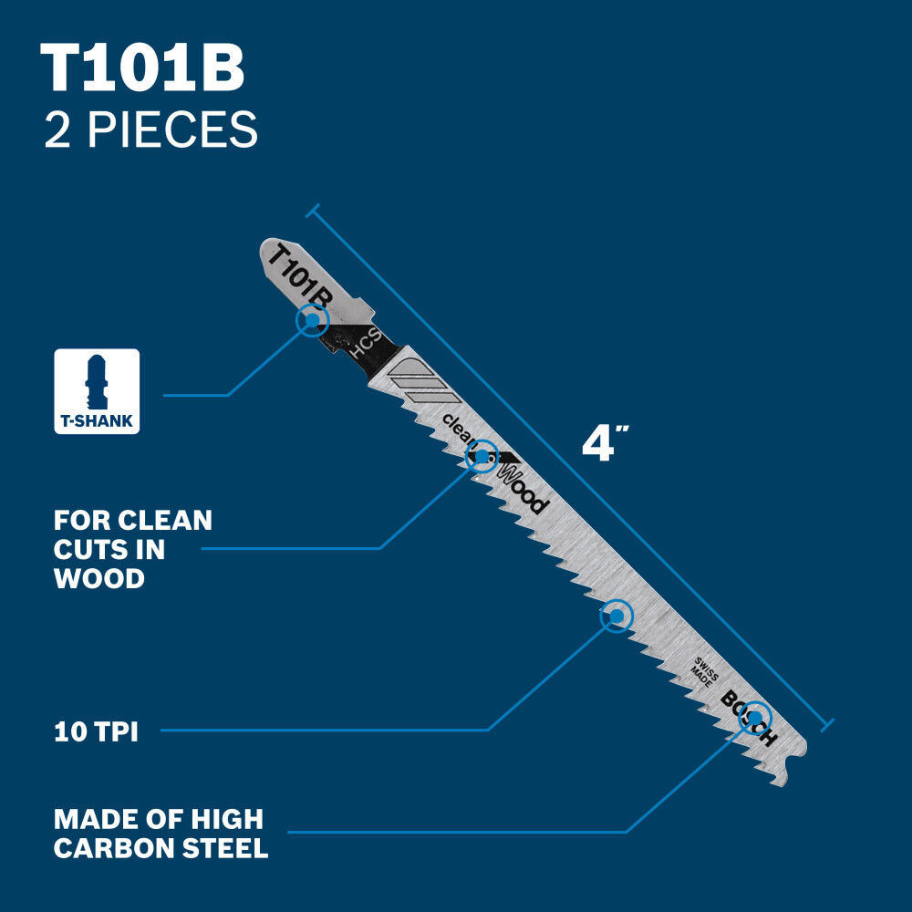 Bosch Wood and Metal Cutting T-Shank Jig Saw Blade Set 10 Pieces, large image number 2