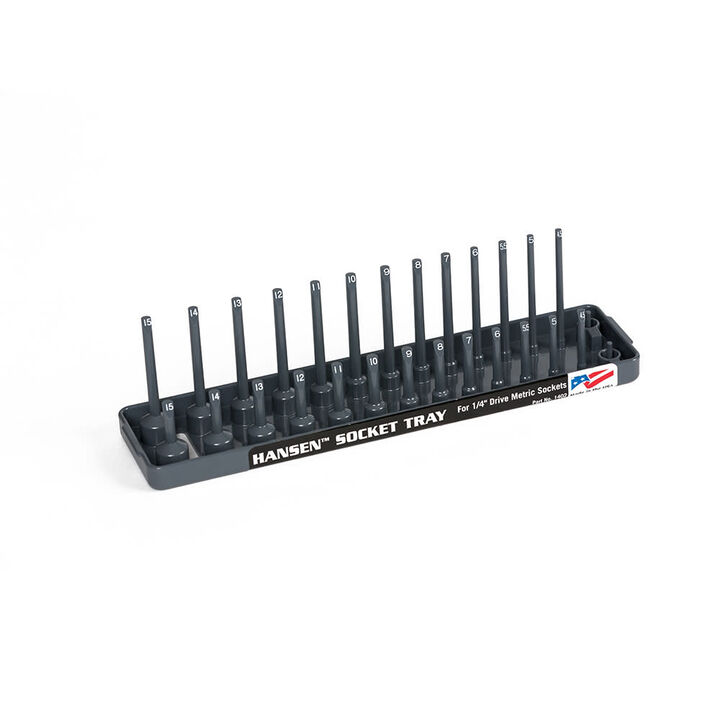 Hansen Global 2 Row Socket Tray 1/4in Drive 28 Slot Metric Gray, large image number 1