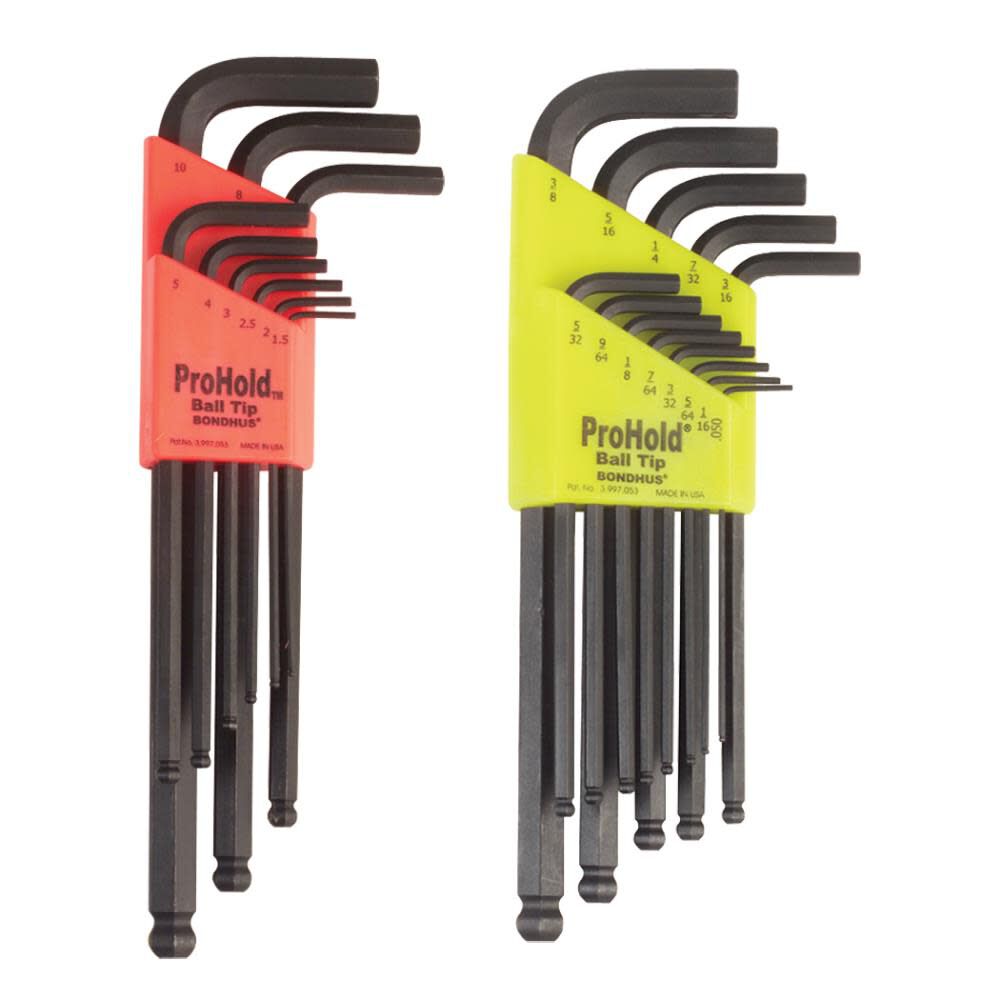 Bondhus 22 Pc Pro Hold Inch Ballend End L Wrench Set 20499 Acme