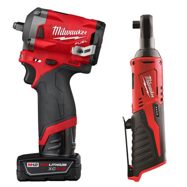 Milwaukee M12 FUEL Stubby 3/8In Impact Wrench M12 3/8In Ratchet Bundle Kit