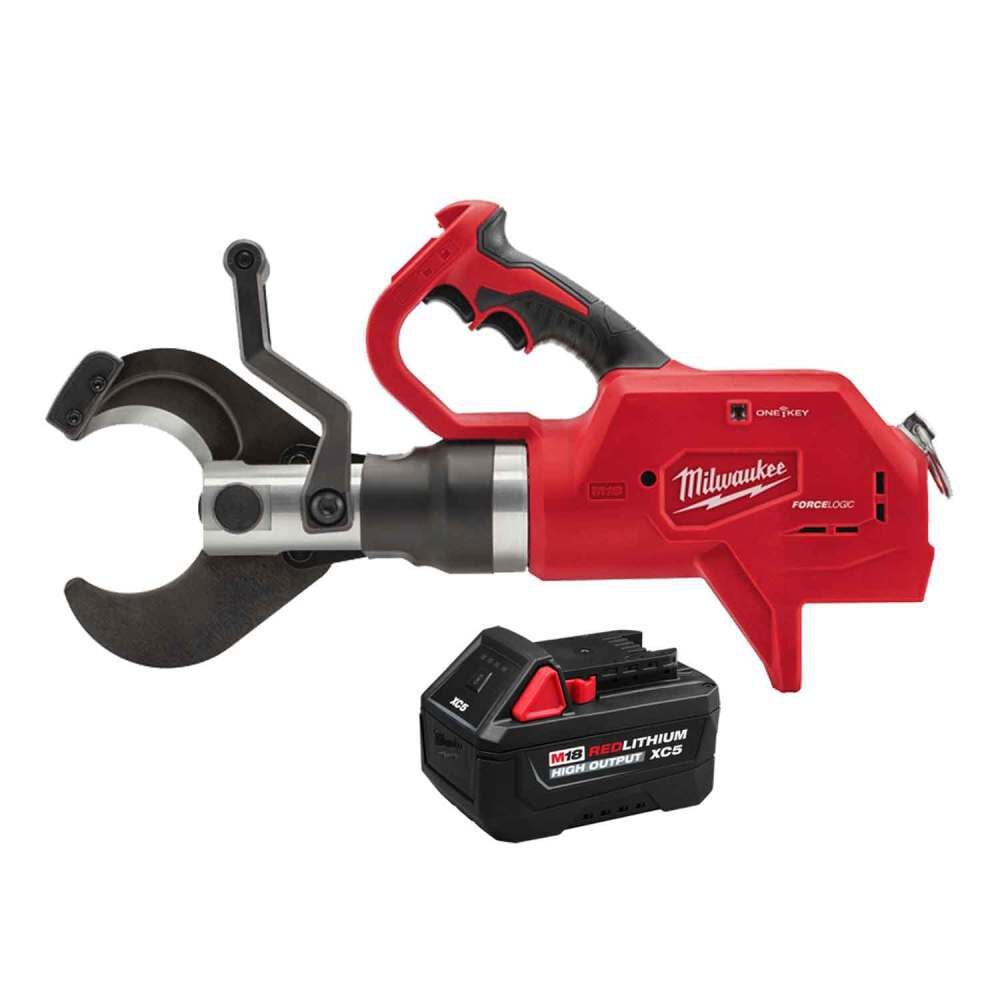 Milwaukee M18 FORCE LOGIC 3 Inch Underground Cable Cutter & M18 REDLITHIUM HIGH OUTPUT XC5 Battery, large image number 1