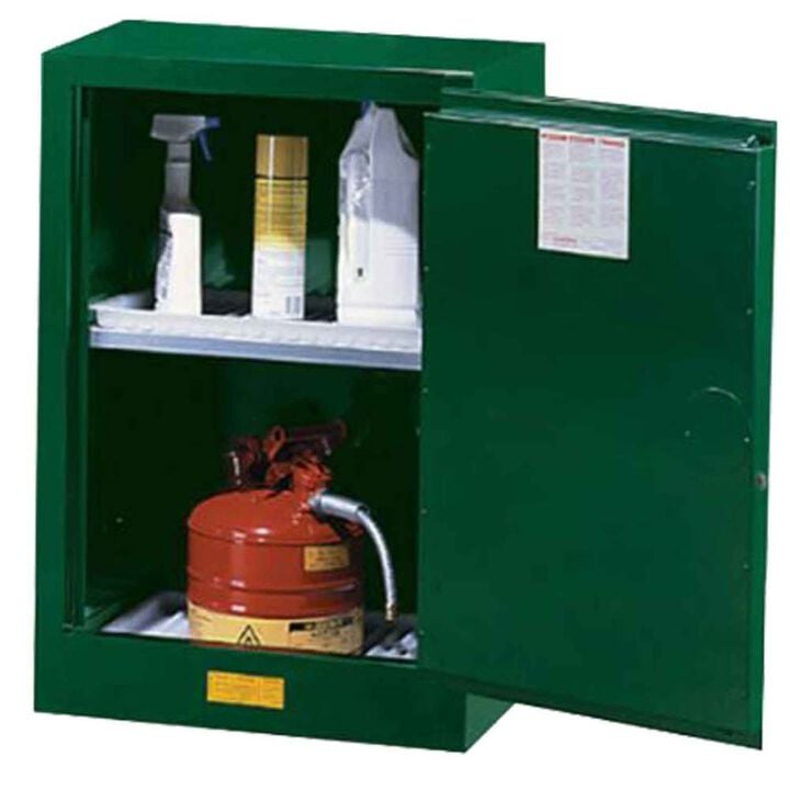 Justrite 12 Gallon Green Steel Self Close Pesticides Safety Cabinet