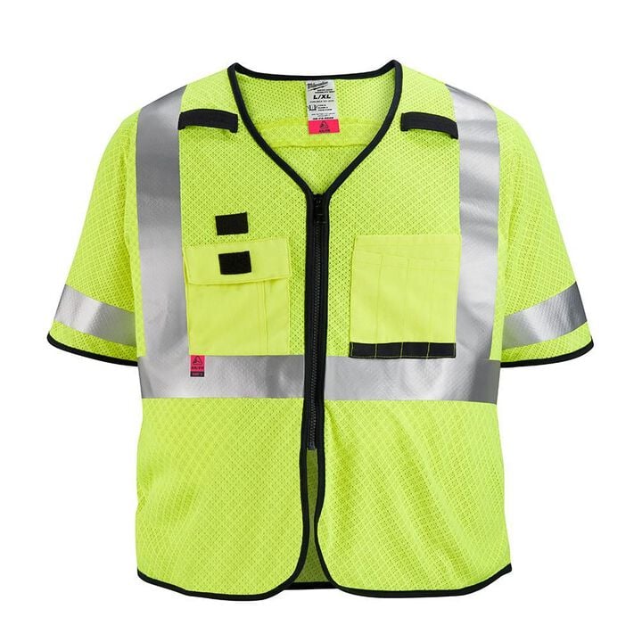 Milwaukee High Vis Safety Vest Yellow Class 3 Mesh AR/FR Cat 1 S/M