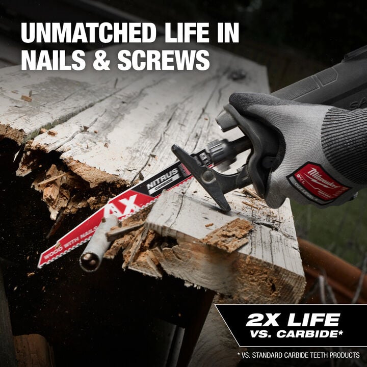 Milwaukee 9 Inch 5 TPI AX with NITRUS Carbide Teeth SAWZALL Blade for Wood with Nails 5 Pieces, large image number 4