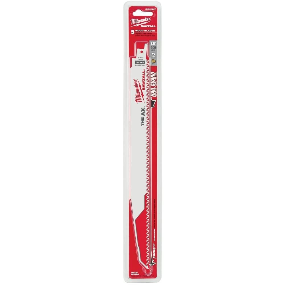 Milwaukee 12 in. 5 TPI The Ax SAWZALL Blade 5PK, large image number 11