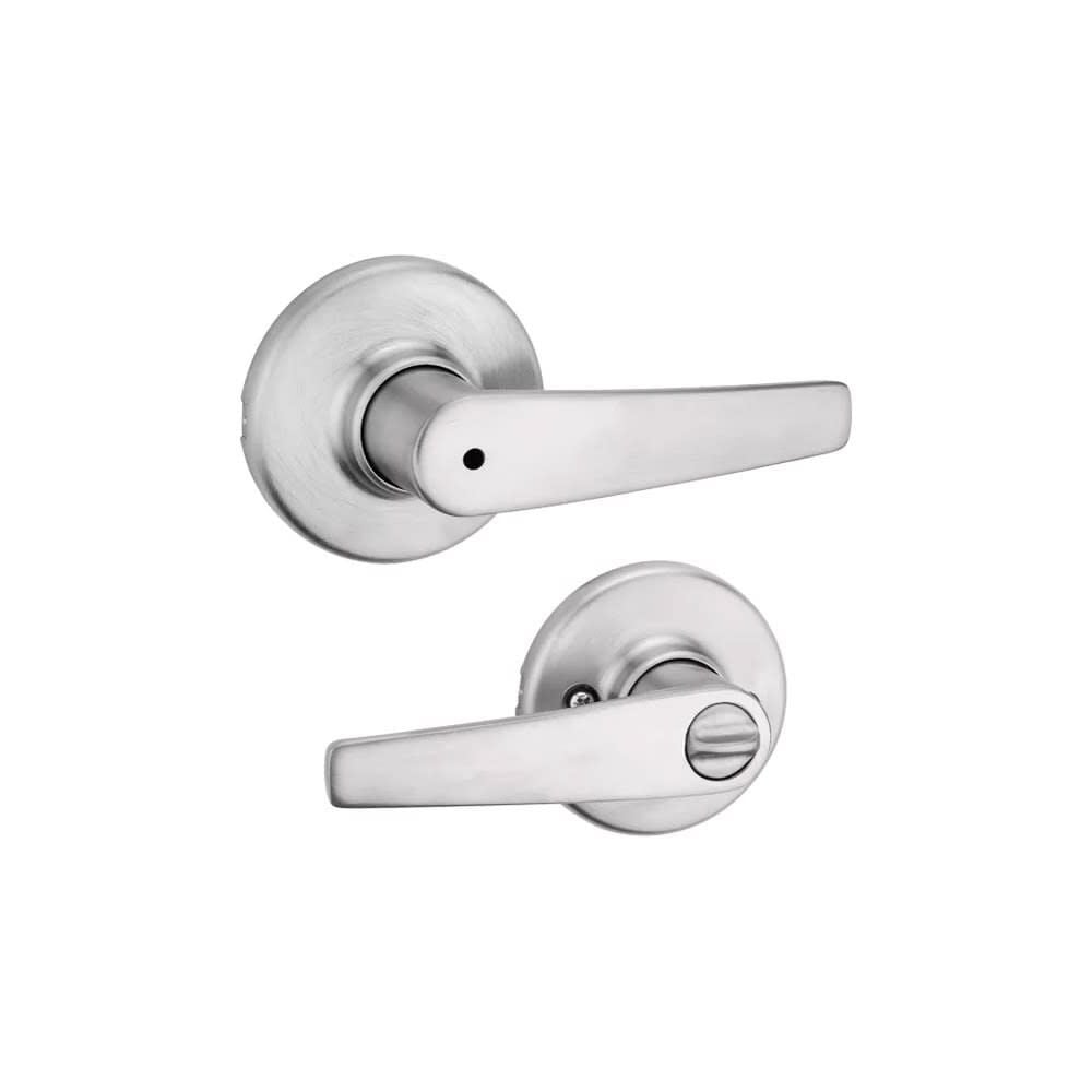 Kwikset Satin Chrome Bed/Bath Delta Privacy Door Lever Set – 93001-879