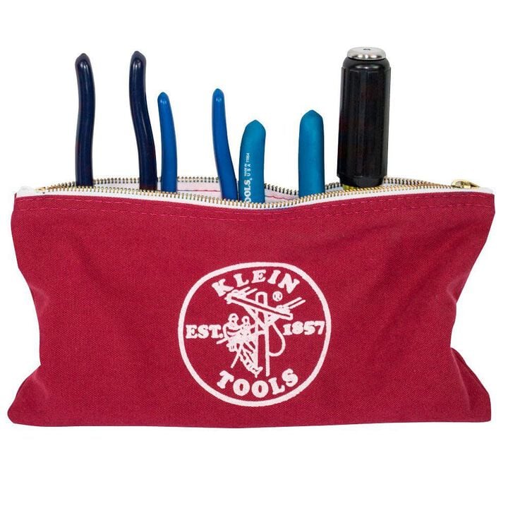 Klein Tools Canvas Zipper Bags - Package Of 4- Red Grey Black and Brown, large image number 4
