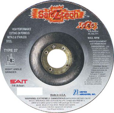United Abrasives 4.5in Z Tech Cutting Wheel