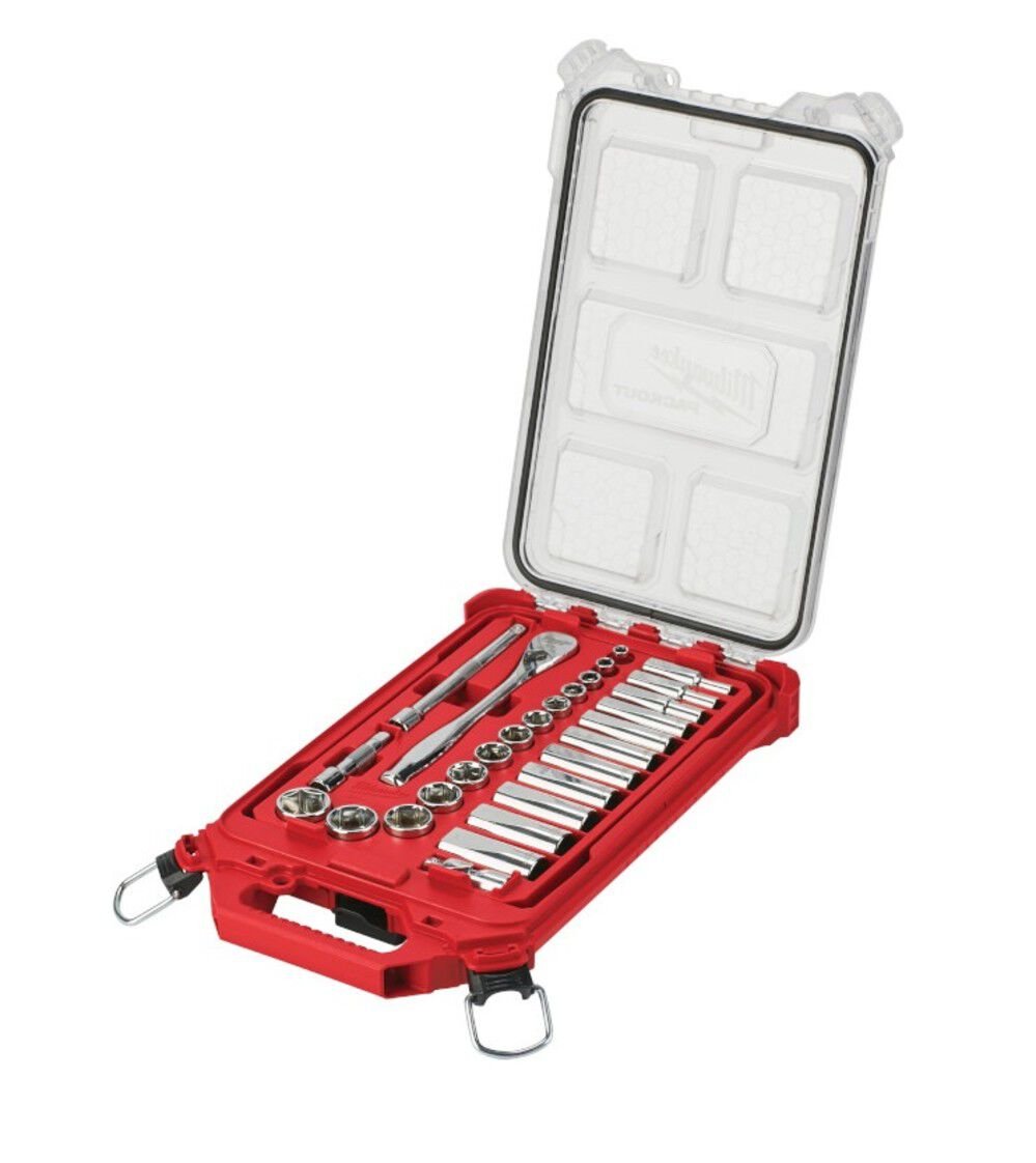 Milwaukee 3/8in 28 Pc Ratchet & Socket Set with PACKOUT Organizer - 48-22-9481