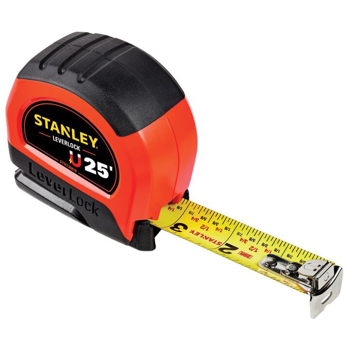Stanley 25ft High Visibility Magnetic LEVERLOCK Tape Measure, large image number 2