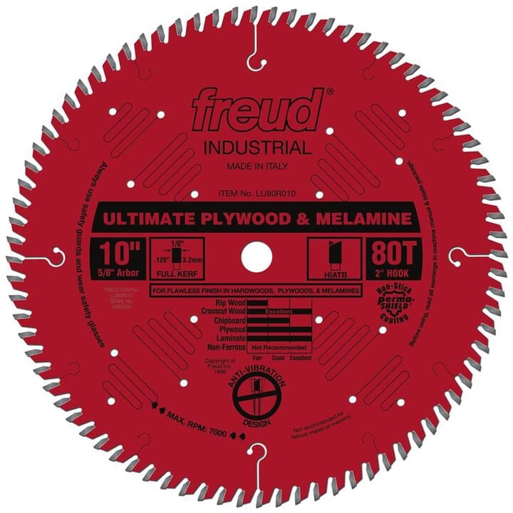 Freud 10in Ultimate Plywood & Melamine Blade with Perma-SHIELD Coating