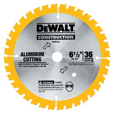 DEWALT 6-1/2 In 36T Aluminum Cutting Blade, large image number 0