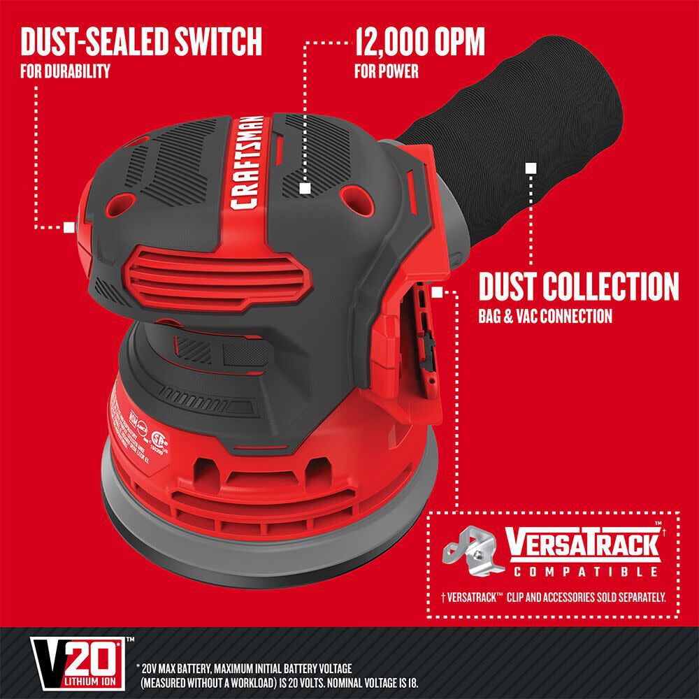 CRAFTSMAN Promotional V20* Cordless Random Orbit Sander (Bare Tool), large image number 2