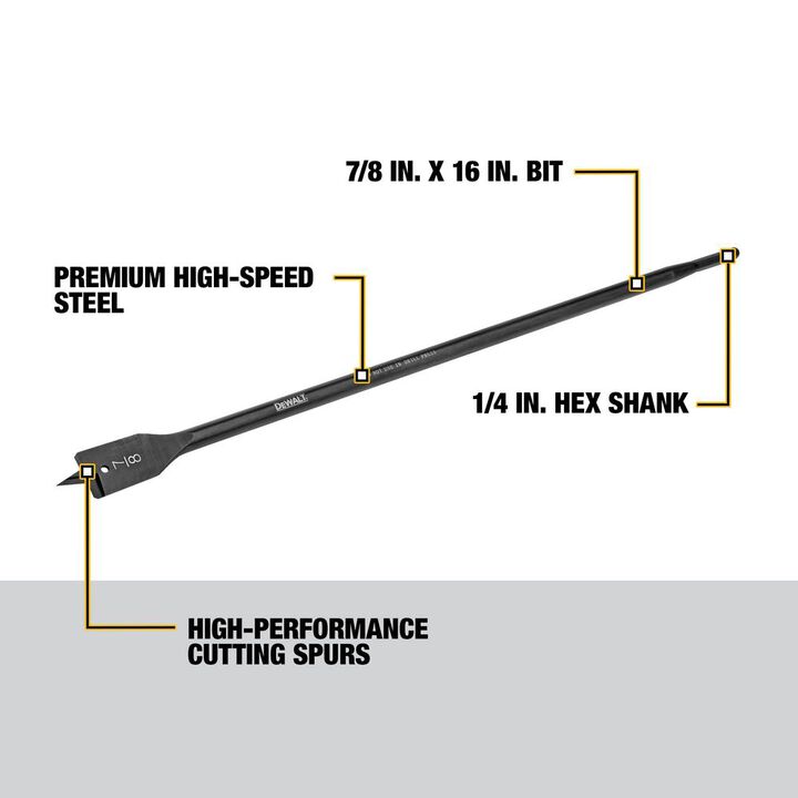 DEWALT Spade Drill Bit, 7/8 Inch x 16 Inch, large image number 1