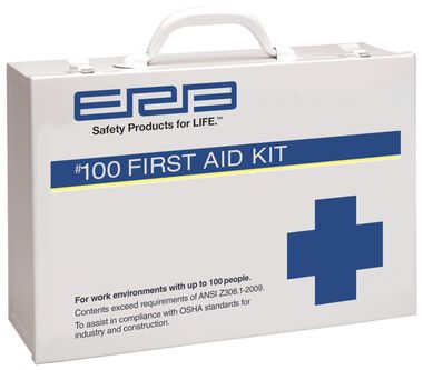 ERB ANSI 2009 100 Bulk Premium Contents Metal Box First Aid Kit, large image number 0