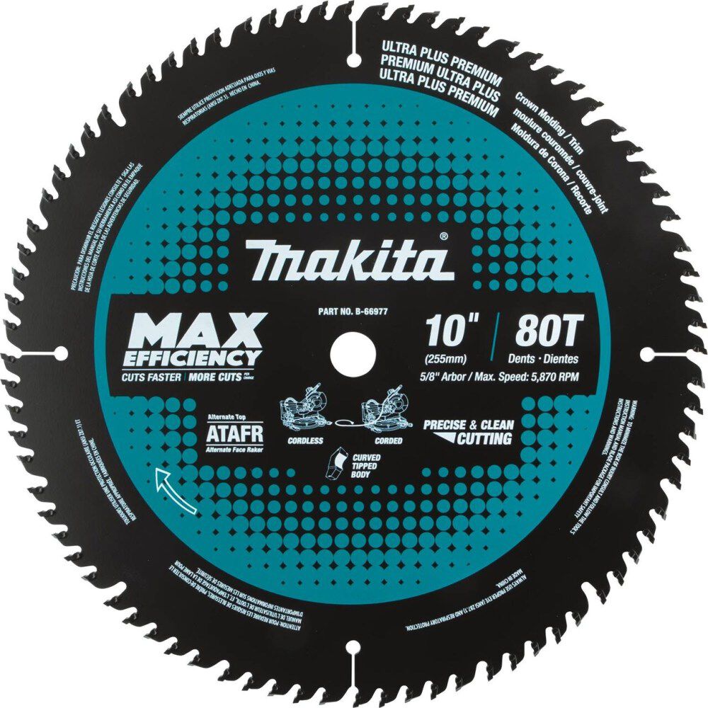 Makita 10in 80T Carbide-Tipped Max Efficiency Miter Saw Blade, large image number 1