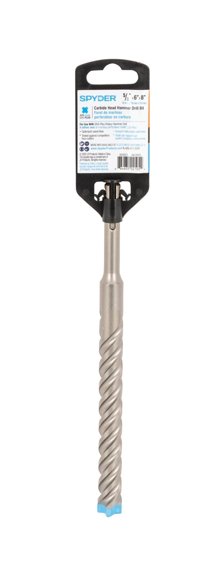 Spyder 5/8 Inch x 6 Inch SDS-Plus Hammer Drill Bit, 4 Full Carbide Cutter, large image number 8