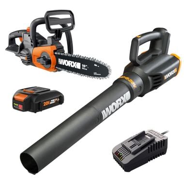 Worx 20V 10 Inch Cordless Chainsaw and TURBINE Blower Combo Kit