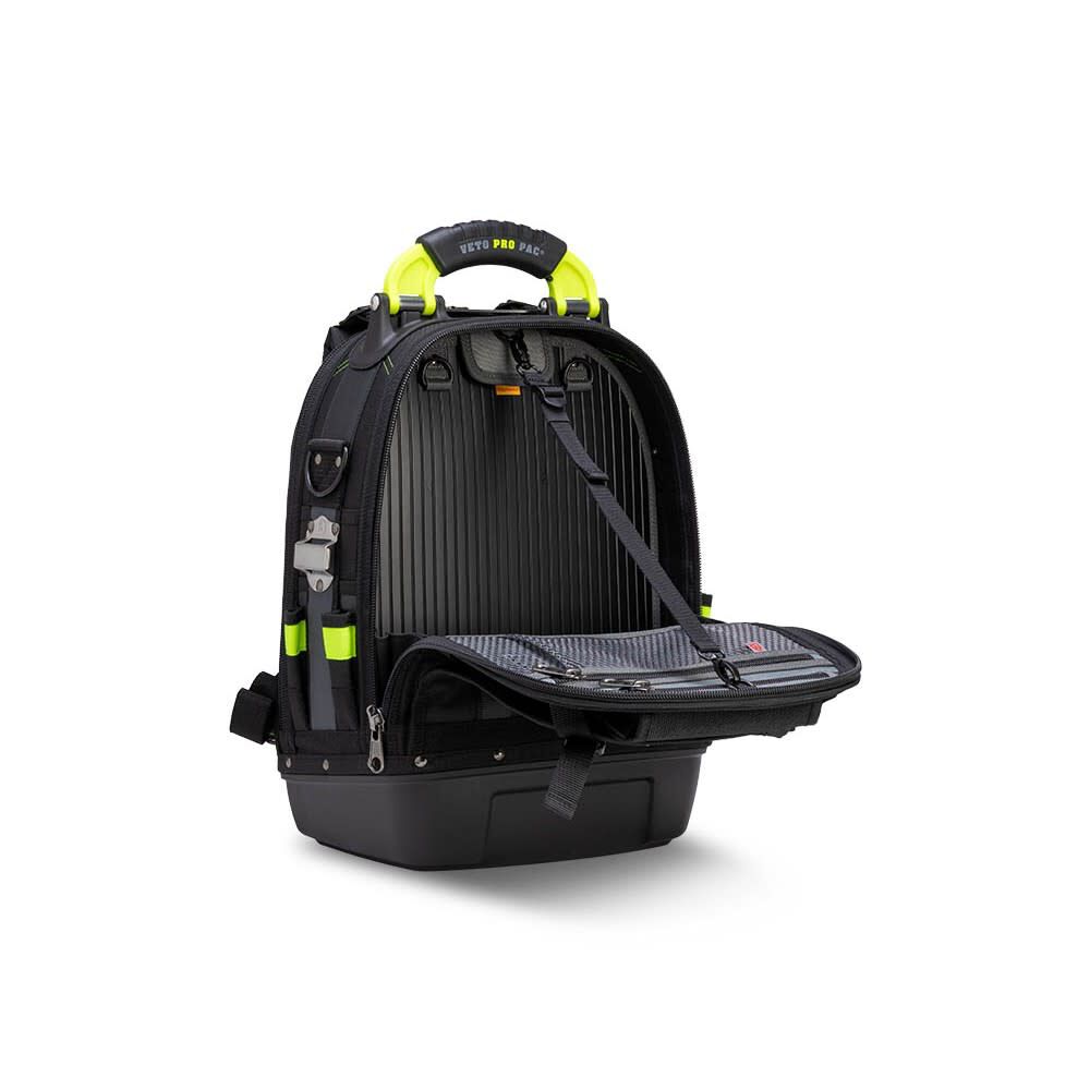 Veto Pro Pac 35 Lbs Small Zippered Tool Backpack, Black/Hi-Viz Yellow, large image number 15