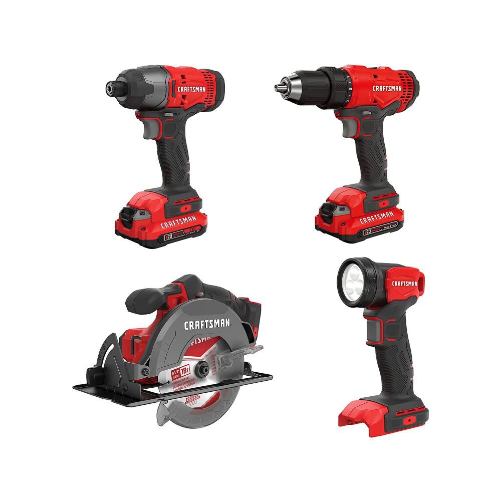 CRAFTSMAN V20 Cordless 4-Tool Combo Kit with 2 Batteries, large image number 2
