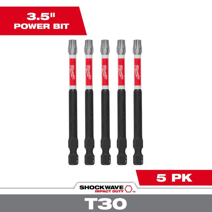 Milwaukee SHOCKWAVE 3.5 in. T30 Impact Driver Bits 5PK