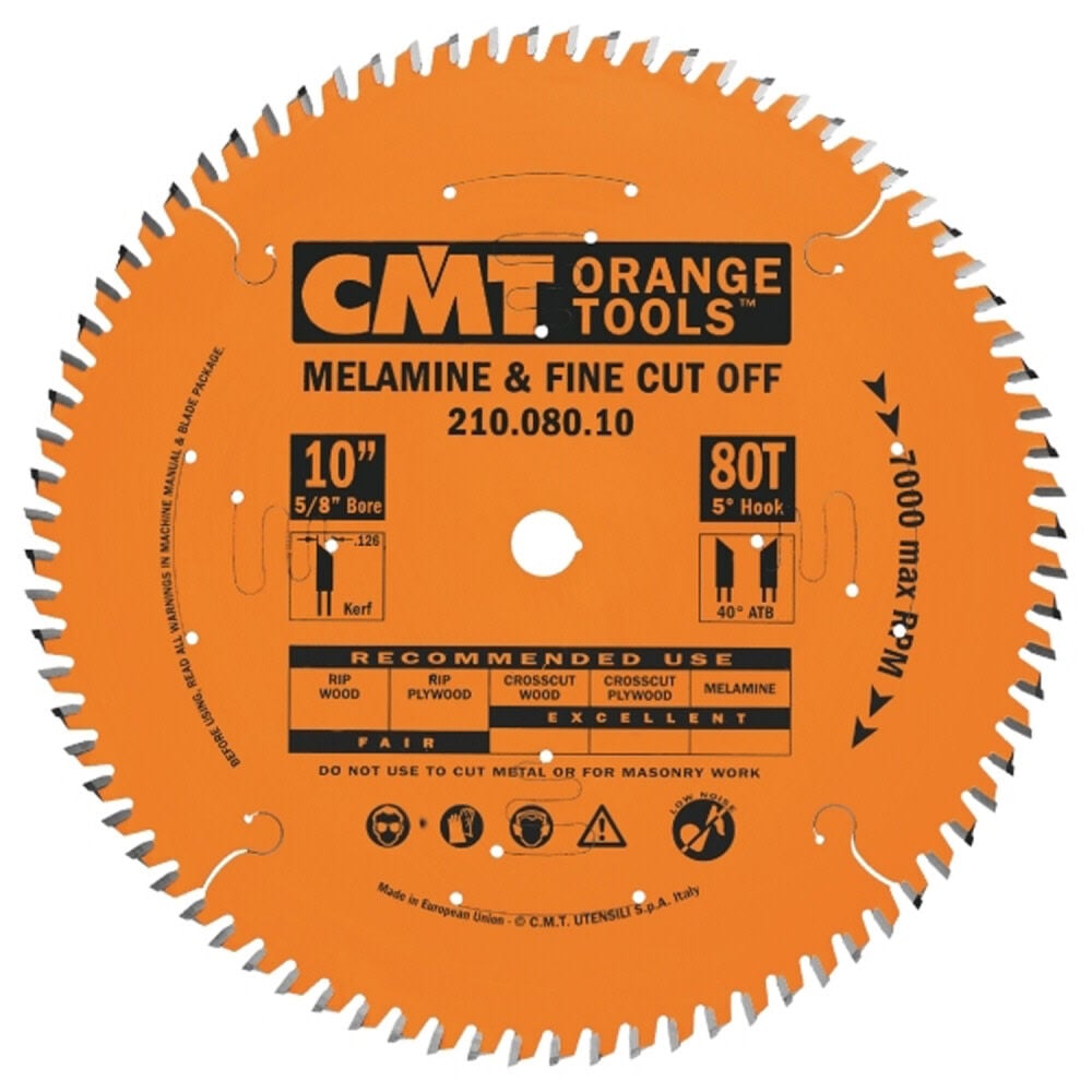 CMT 10 In x 80 x 5/8 In Industrial Melamine & Cut-Off Blade – 210.080.10