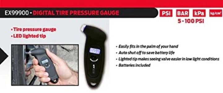 Milton EXELAIR Digital Tire Gauge, LED Light Tip, 5-100 PSI, large image number 3
