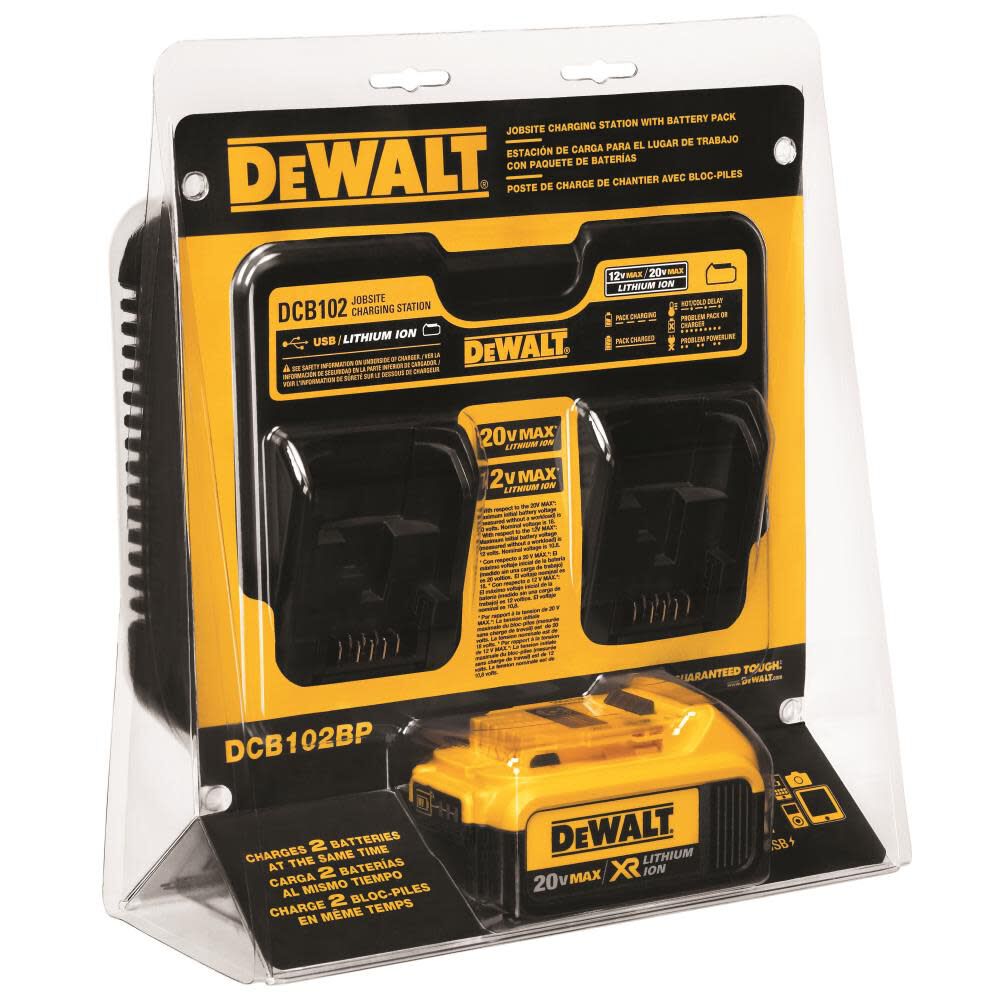 DEWALT 20 Volt MAX Lithium Ion Battery Pack and Charger DCB102BP Acme Tools
