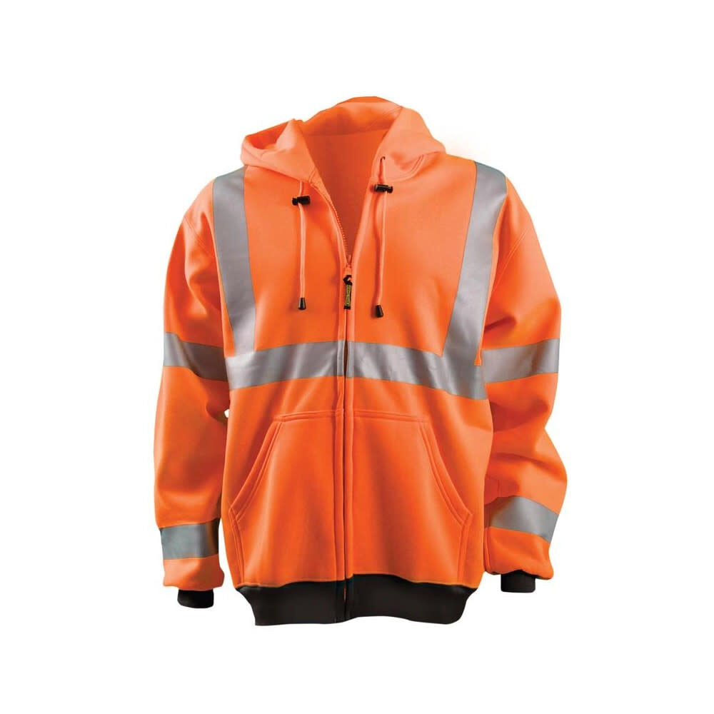 Occunomix Hi-Vis Orange 9oz Class 3 Full Zip Hoodie Sweatshirt 3X, large image number 1