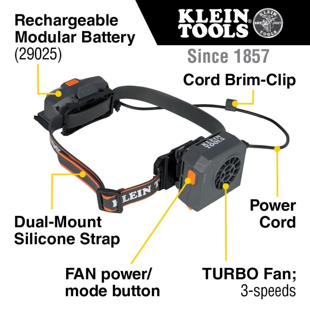 Klein Tools Vented Safety Helmet, White and Turbo Fan with Battery Set, large image number 3