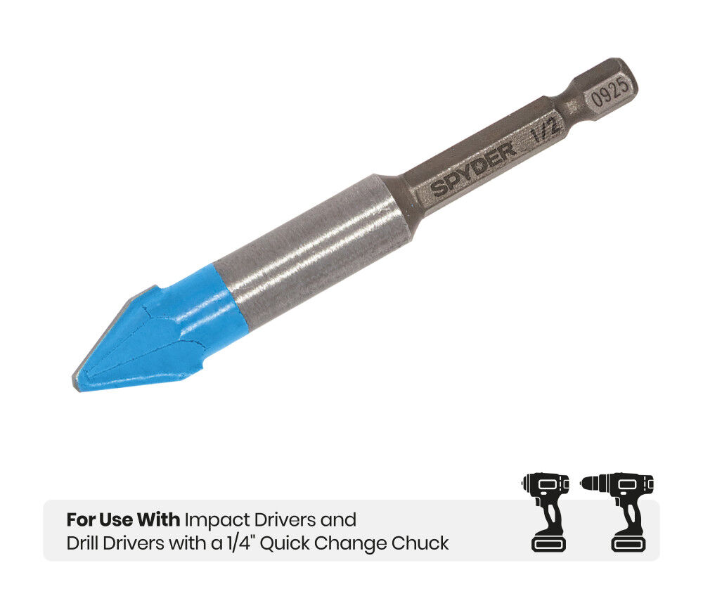 Spyder 1/2 Inch x 3.5 Inch Tile & Glass Drill Bit, Carbide-Tipped, large image number 7