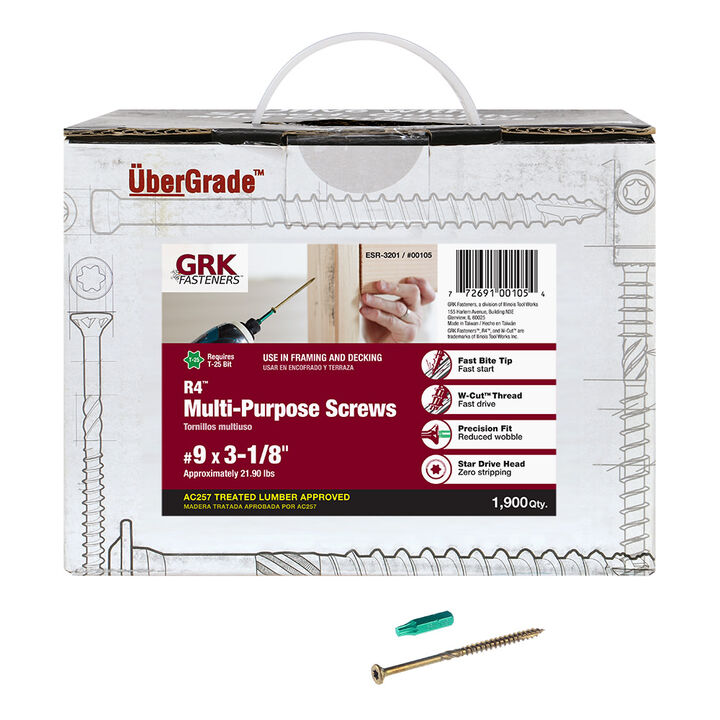 GRK Fasteners R4 Screw Bulk 9 x 3-1/8in (1900pcs)