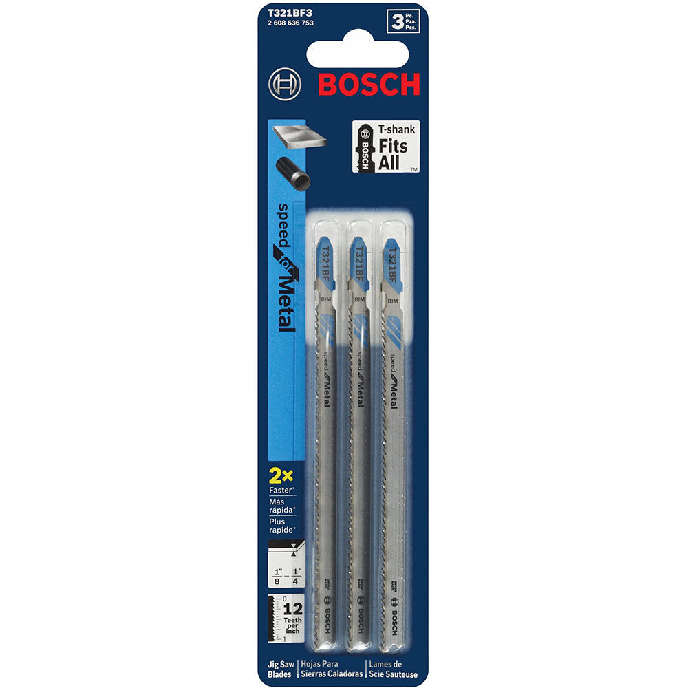 Bosch Jig Saw Blades 3pc 5 1/4in 12 TPI Speed for Metal T Shank, large image number 1