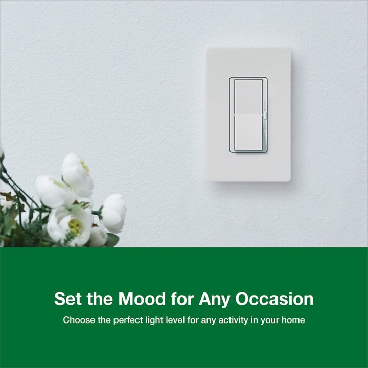 Lutron Diva LED+ 150W 120V 1P Gloss Black Dimmer Switch with 1 Gang, large image number 2