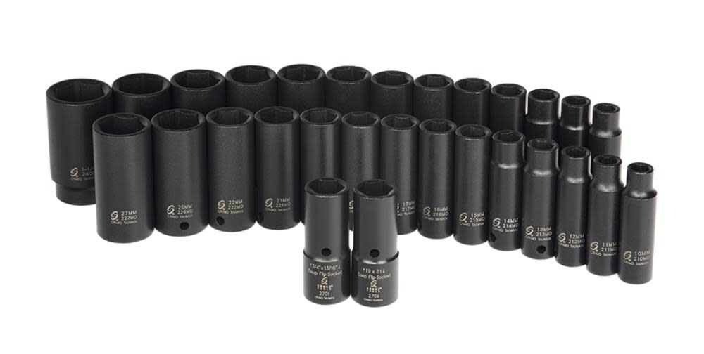 Sunex 29 pc. 1 2 In. Dr. SAE Metric Double Deep Impact Socket
