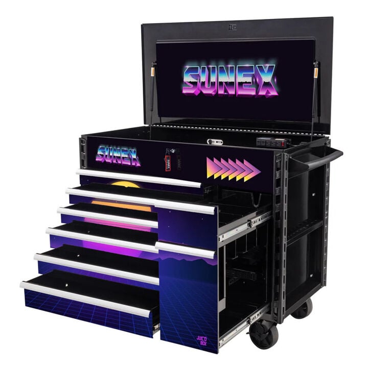 Sunex JUIC'D BOX 50 Inch 7 Drawer Powered Rolling Tool Cart with SYNTH RETRO Design, large image number 1