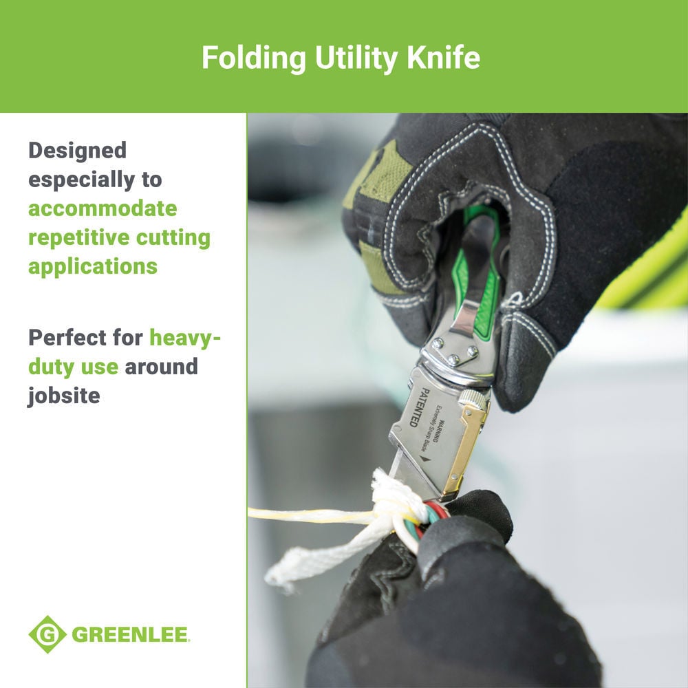 Greenlee Folding Utility Knife with Retractable 3-Position Serrated Blade, large image number 3
