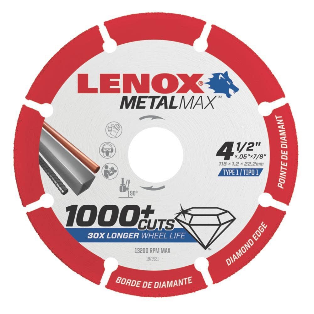 Lenox MetalMax 4 1/2 Inch Segmented Rim Diamond Cutting Wheel for Metal – 1972921