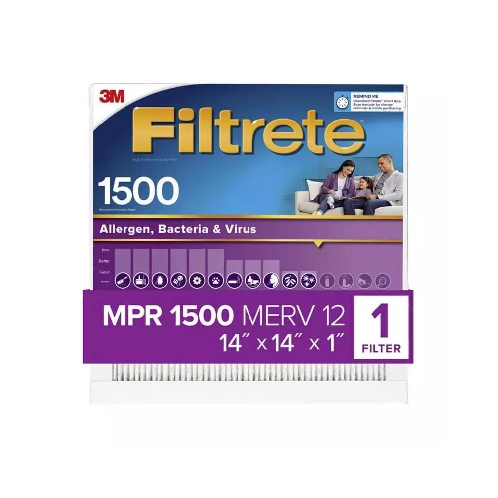 3M 14 Inch x 14 Inch 1500 MPR MERV 12 Allergen Air Filter – 1 Pack – 2011-4
