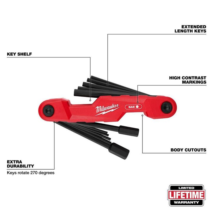 Milwaukee 11-Key Electricians Folding Hex Key Set SAE, large image number 1