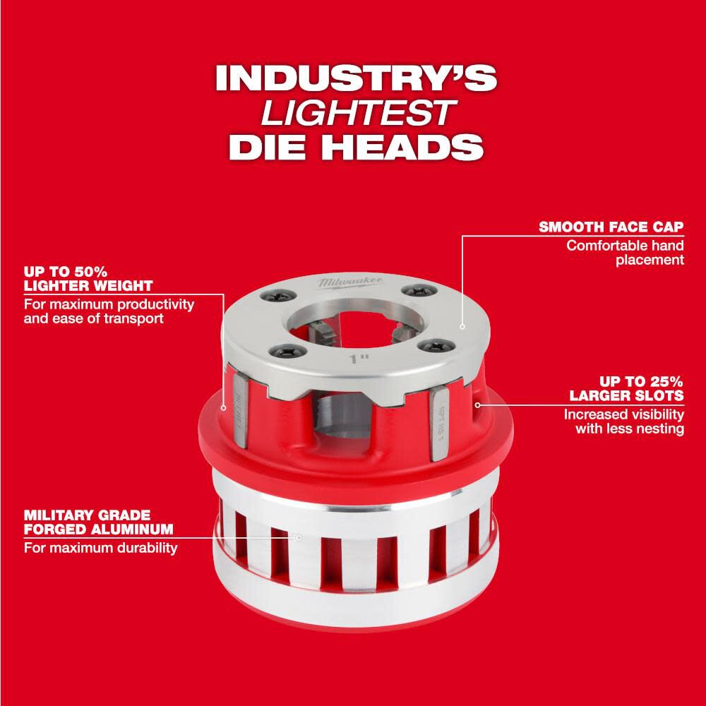 Milwaukee 3 4inch Alloy Npt Forged Aluminum Die Head 48 36 1002 - Image 6