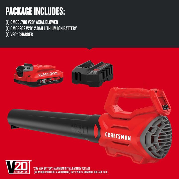 CRAFTSMAN V20* Cordless Axial Leaf Blower 2Ah Kit, large image number 3