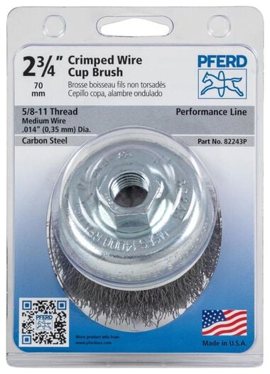 Pferd P.O.P. 2-3/4in Crimped Wire Cup Brush - .014 CS Wire 5/8-11 Thread (ext.)