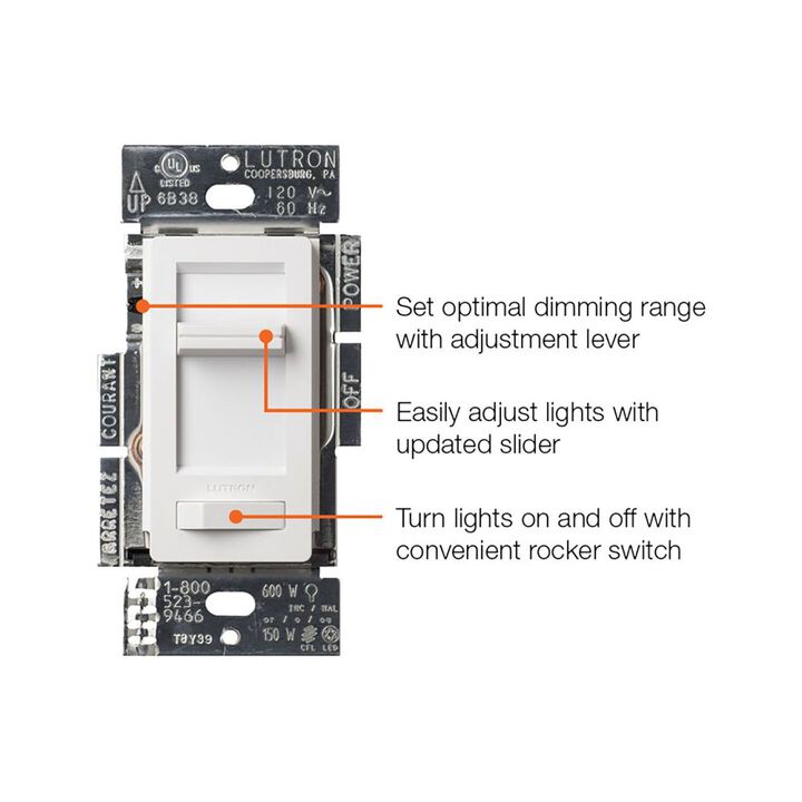 Lutron Lumea LED+ 120V 150W 1P Gloss Light Almond 3-Way Dimmer Switch, large image number 2
