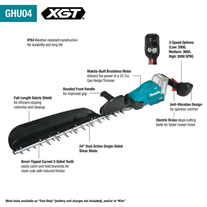Makita 40V max XGT 24in Single Sided Hedge Trimmer (Bare Tool), large image number 5
